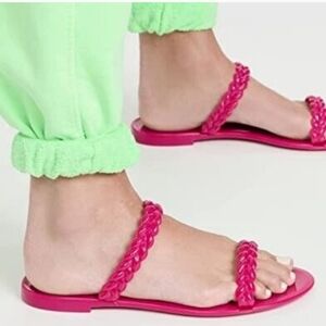 Stuart Weitzman Braida Sawyer Jelly Sandals in Fuchsia Size 12